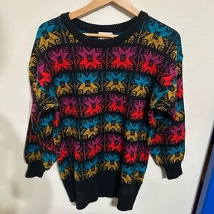 Vintage Sweater Pronto Moda size medium multicolor block stars
